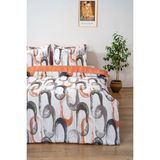 Zethome Çift Kişilik Nevresim Takımı Pamuklu Desenli Soyut Kahve 200X215 cm - 200 x 210 cm - Kahverengi