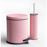 Zethome Pembe 2'Li Banyo Seti (çöp Kovası-Tuvalet Fırçası)