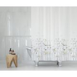Zethome Tropik Banyo Duş Perdesi 8441 Çift Kanat 2X120X200 - Beyaz