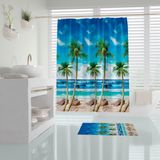 Zethome Tropik Palm Beach Banyo Duş Perdesi Tek Kanat 1x180x200