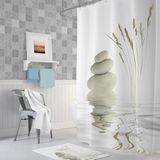 Zethome Tropik Stone And Reed Banyo Duş Perdesi Tek Kanat 1x120x200