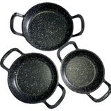 Zetmon 3'lü Set Döküm Siyah Granit Sahan Tava 22CM-20CM-18CM - 18-20-22 cm