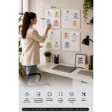 Zeva Tasarım Beyaz Mıknatıs Hediyeli Metal 35x35 cm – Magnet Panosu - Not Tutucu, Fotoğraf Askısı ve Dekoratif Pano