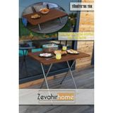 Zevahir Mobilya Dekorasyon 60 x 90 cm Hem Masa Hem Sofra Tek Üründe Montajlı Metal Acayaklı Mutfak Masası ve Yer Sofrası - Koyu Ahşap