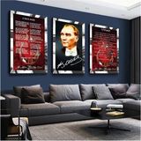 Zevahir Mobilya Dekorasyon Atatürk Istiklal Marşı ve Gençliğe Hitabe Gümüş Pleksi Kenar 3'lü Mdf Tablo Seti - 30 x 40