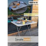 Zevahir Mobilya Dekorasyon Hem Masa Hem Sofra Tek Üründe Montajlı Katlanır Metal Ayaklı Mutfak Masası ve Yer Sofrası - 60 x 90 - Kahve - Gri