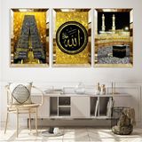 Zevahir Mobilya Dekorasyon Kabe ve Allah Lafzı Gold Pleksi Kenar Mdf Tablo - 40 x 60