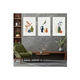 Zevahir Mobilya Dekorasyon Minimalist Soyut Desen 3'lü Mdf Tablo Set - renkli 40 x 60