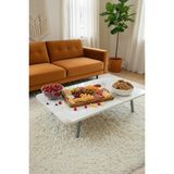 Zevahir Mobilya Dekorasyon Royal Mermer Desenli Metal Katlanır Ayaklı Kamp Bahçe Ev ve Çocuk Oyun Yer Sofrası - 70 x 120