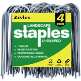 Zevlux Bahçe Kazıkları 4 İnç 160 adet 11 Ölçer Sulama Boru Kazıkları, U Şekli Ağır Hizmet Tipi Galvanizli Peyzaj Zımbaları, Tüp, Çimler, Ot Bariyerleri ve Peyzaj Kumaşları, Sulama Hortumu, Zemin