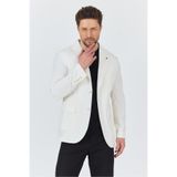 Zevos Erkek Ekru Keten Karışımlı Astarsız Spor Blazer Ceket Ekru 48/6