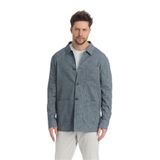 Zevos Erkek Koyu Lacivert Keten Karışımlı Overshirt Baharlık Ceket Yeni Sezon Lacivert 54