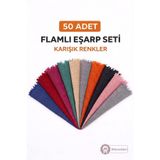 Zey-Al Flamlı Eşarp Seti 50 Adet Karışık Renk Pamuklu Günlük Kullanım Şal Eşarp