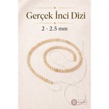 Zey-Al Gerçek İnci Dizi 2-2.5 mm Doğal İnci Boncuk Takı Tasarım Kolye Bileklik Tesbih Yapımı İçin Premium İnci