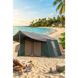 Zey Camping 2+0 Double Kamp Orman Şantiye Depo Çadırı 6 Kişilik - Yeşil