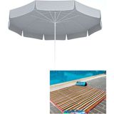 Zey Camping Bahçe Plaj Balkon Teras Deniz Şemsiyesi 200 cm Çapında 10 Telli Kalın Akrilik Kumaş Şemsiye + Kolay Taşınabilen Hasırç - Gri