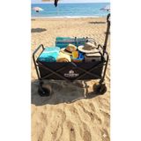 Zey Camping BÜYÜK BOY Fren Sistemli, Rulmanlı, Kalın Teker, XL Boy Katlanır Vagon Plaj Taşıma ve Kamp Arabası