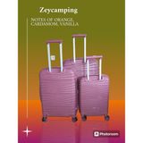 Zey Camping Profesyonel Şifreli Kırılmaz Silikon Bavul Valiz Seyahat Çantası 3 Lü Set - Gül Kurusu