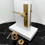 Zey Mat Altın Çelik Kapı Kolu Sol Basar + Kapı Tokmağı Kilit Hariçtir