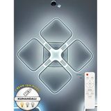 Zeya Lighting Yüksek Aydınlatmalı Kumandallı 5li Kare Beyaz Tavan Plafonyer LED Avize, 3 Renk Aydınlatma