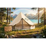 Zeycamping 3x3 Kanvas Kamp Orman Şantiye Dağcılık Çadırları Koruma Brandası + Soba Adaptörü - Krem