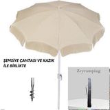 Zeycamping Plaj Kamp Bahçe Balkon Deniz 200 cm Genişlik Taşıma Çantası demir Kazık ( Bidon Hariç ) - Krem