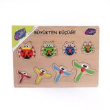 Zeycanhome 131-132 Ony Ahşap Tutmalı Puzzle Büyükten Küçüğe Kız Erkek Çocuk Oyuncak Eğitici Oyuncaklar