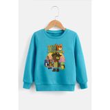 Zeycem Süper Ayı Oyun Karekteri Desen Baskılı Çocuk Sweatshirt Siyah Mavi Pembe Unisex - 3 - 4 Yaş