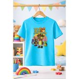 Zeycem Süper Ayı Süper Bear Adventure Oyun Karakteri Desen Baskılı Çocuk Tshirt (Unısex - Mavi - 3 - 4 Yaş