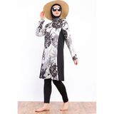 Zey&Ka Butik Yaprak Desen Mayo - 38 - Siyah
