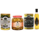 Zeykur Süper 4'lü Set (Elmas 1 kg Yağlı Salamura Tuzsuz Kuru Sele 900 gr Iri Izgara Yeşil Zeytin 6xl 900 gr Gold Soğuk Sıkım Naturel Sızma Zeytinyağı 500 Ml) - 4 kg