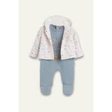 Zeyland Kız Bebek Kapüşonlu Peluş Ceket ve Kuğu Nakışlı Tulum Ikili Takım - Pembe - 3 - 6 Ay