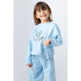 Zeyland Kız Çocuk Nakış Detaylı Sweatshirt - Mavi - 7 - 8 Yaş