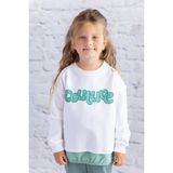 Zeyland Kız Çocuk Paraşüt Kumaş Garnili Baskılı Sweatshirt - Ekru - 1 - 2 Yaş