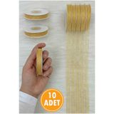 ZEYMERADE 10 Adet Organze Tül Kurdele Gold 1 cm 22 mt, Bohça, Nişan, Çeyiz, Hediye, Paketleme, Süsleme, Nikah