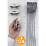 ZEYMERADE 10 Adet Organze Tül Kurdele Gri 1 cm 22 mt, Bohça, Nişan, Çeyiz, Hediye, Paketleme, Süsleme, Nikah