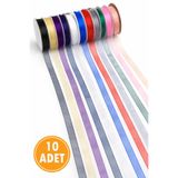 ZEYMERADE 10 Adet Organze Tül Kurdele Karışık Renk 1cm 22mt, Bohça Nişan Çeyiz Hediye Paketleme Süsleme Nikah