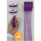 ZEYMERADE 10 Adet Organze Tül Kurdele Mor 1 cm 22 mt, Bohça, Nişan, Çeyiz, Hediye, Paketleme, Süsleme, Nikah