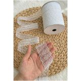 ZEYMERADE 10 Metre Çift Katlı Dantel Kurdele Beyaz Fisto, Bohça, Nişan, Çeyiz, Nikah, Hediye, Şeker, Süsleme