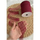ZEYMERADE 10 Metre Çift Katlı Dantel Kurdele Bordo Fisto, Bohça, Nişan, Çeyiz, Nikah, Hediye, Şeker, Süsleme