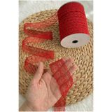 ZEYMERADE 10 Metre Çift Katlı Dantel Kurdele Kırmızı Fisto, Bohça, Nişan, Çeyiz, Nikah, Hediye, Şeker, Süsleme