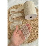 ZEYMERADE 10 Metre Çift Katlı Dantel Kurdele Krem Fisto, Bohça, Nişan, Çeyiz, Nikah, Hediye, Şeker, Süsleme