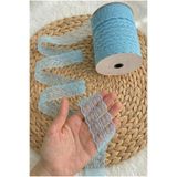 ZEYMERADE 10 Mt Çift Katlı Dantel Kurdele Bebe Mavi Fisto, Bohça, Nişan, Çeyiz, Nikah, Hediye, Şeker, Süsleme