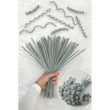 ZEYMERADE 100 Adet Açık Gri Şönil 30cm, Tüylü Peluş Kadife Tel, El İşi, Çiçek, Hediye, Süsleme, Okul, Etkinlik