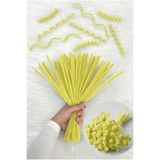 ZEYMERADE 100 Adet Açık Sarı Şönil 30cm, Tüylü Peluş Kadife Tel, El İşi, Çiçek, Hediye, Süsleme, Okul Etkinlik