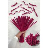 ZEYMERADE 100 Adet Koyu Pembe Şönil 30cm, Tüylü Peluş Kadife Tel, El İşi, Çiçek, Hediye, Süsleme Okul Etkinlik