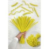 ZEYMERADE 100 Adet Sarı Şönil 30cm, Tüylü Peluş Kadife Tel, El İşi, Çiçek, Hediye, Süsleme, Okul, Etkinlik