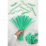 ZEYMERADE 100 Adet Su Yeşili Şönil 30cm, Tüylü Peluş Kadife Tel, El İşi, Çiçek, Hediye, Süsleme, Okul Etkinlik