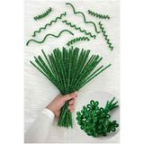 ZEYMERADE 100 Adet Zümrüt Yeşili Simli Şönil 30cm, Tüylü Kadife Tel, El İşi, Çiçek, Hediye, Süsleme, Okul