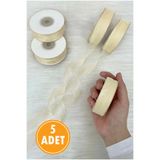 ZEYMERADE 5 Adet Organze Tül Kurdele Krem 2 cm 22 mt, Bohça, Nişan, Çeyiz, Hediye, Paketleme, Süsleme, Nikah